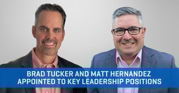 Headshots of Brad Tucker who joins USI as Chief Commercial Officer, and Matt Hernandez, USI's new Vice President of Enterprise Partnerships