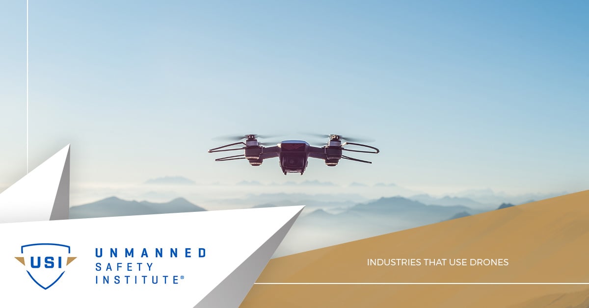 Drone in flight over mountain landscape — industries that use drones